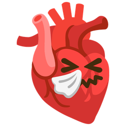 anatomical heart and sneezing face