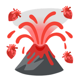 anatomical heart and volcano