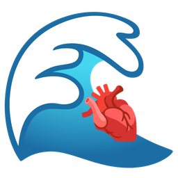 anatomical heart and water wave