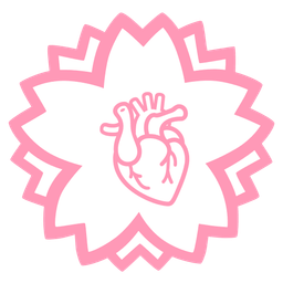 anatomical heart and white flower