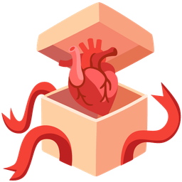 anatomical heart and wrapped gift