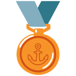 anchor and 3rd place medal