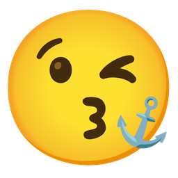 Anchor and Face blowing a kiss