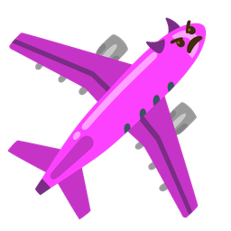 angry face with horns and airplane