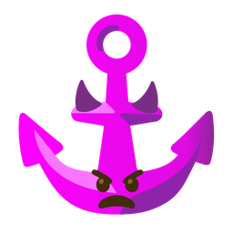 angry face with horns and anchor