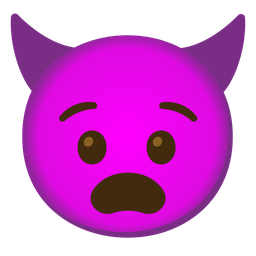 angry face with horns and anguished face