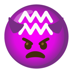 angry face with horns and Aquarius