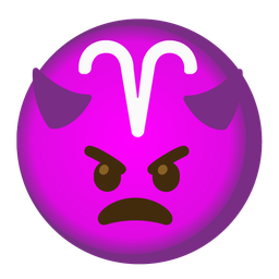 angry face with horns and Aries