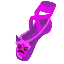 angry face with horns and ballet shoes