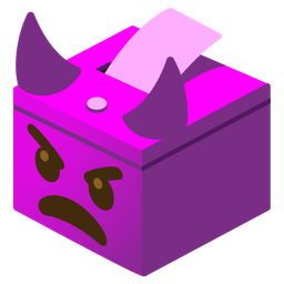angry face with horns and ballot box with ballot