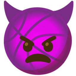 angry face with horns and basketball