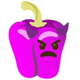 angry face with horns and bell pepper