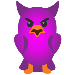 angry face with horns and bird