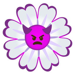 angry face with horns and blossom