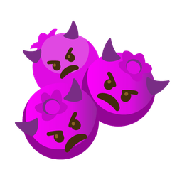 angry face with horns and blueberries