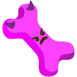 angry face with horns and bone