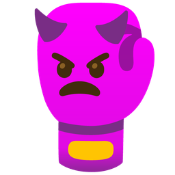 angry face with horns and boxing glove