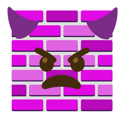 angry face with horns and brick