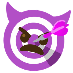 angry face with horns and bullseye