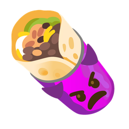angry face with horns and burrito
