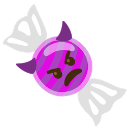 angry face with horns and candy