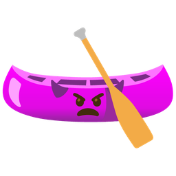 angry face with horns and canoe