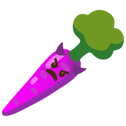 angry face with horns and carrot