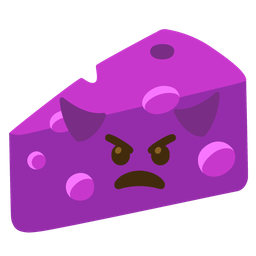 angry face with horns and cheese wedge
