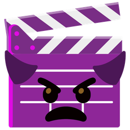 angry face with horns and clapper board