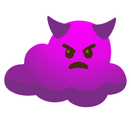 angry face with horns and cloud