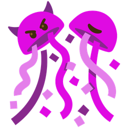 angry face with horns and confetti ball