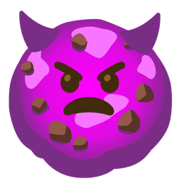 angry face with horns and cookie