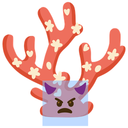 angry face with horns and coral