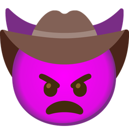 angry face with horns and cowboy hat face