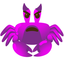 angry face with horns and crab