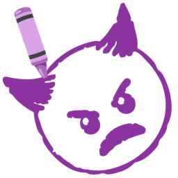 angry face with horns and crayon