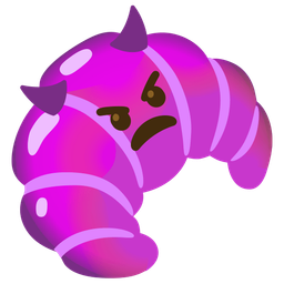 angry face with horns and croissant