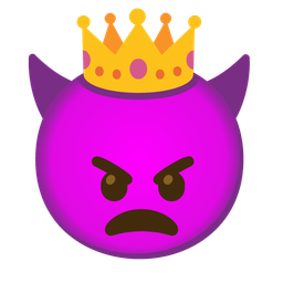 angry face with horns and crown