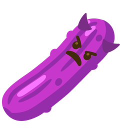 angry face with horns and cucumber