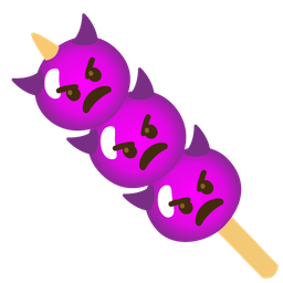 angry face with horns and dango