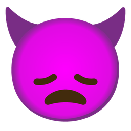 angry face with horns and disappointed face
