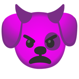 angry face with horns and dog face