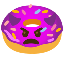 angry face with horns and doughnut
