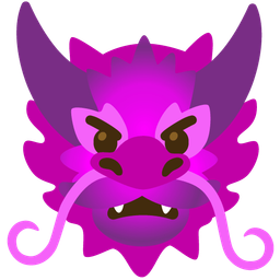 angry face with horns and dragon