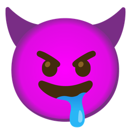 angry face with horns and drooling face