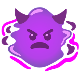 angry face with horns and droplet