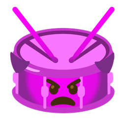 angry face with horns and drum