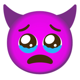 angry face with horns and face holding back tears