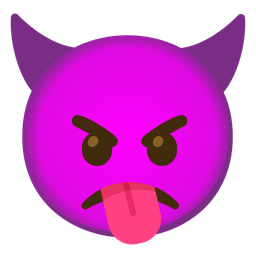 Angry face with horns and Face savoring food