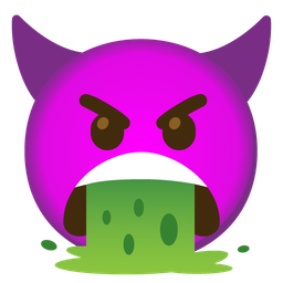 angry face with horns and face vomiting